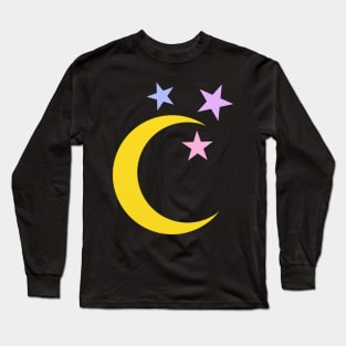 Moon and Stars Black Long Sleeve T-Shirt